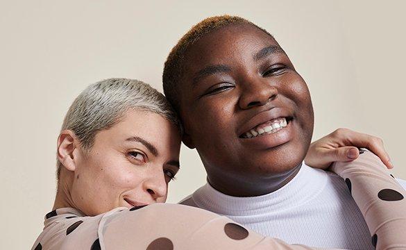 Two women smiling